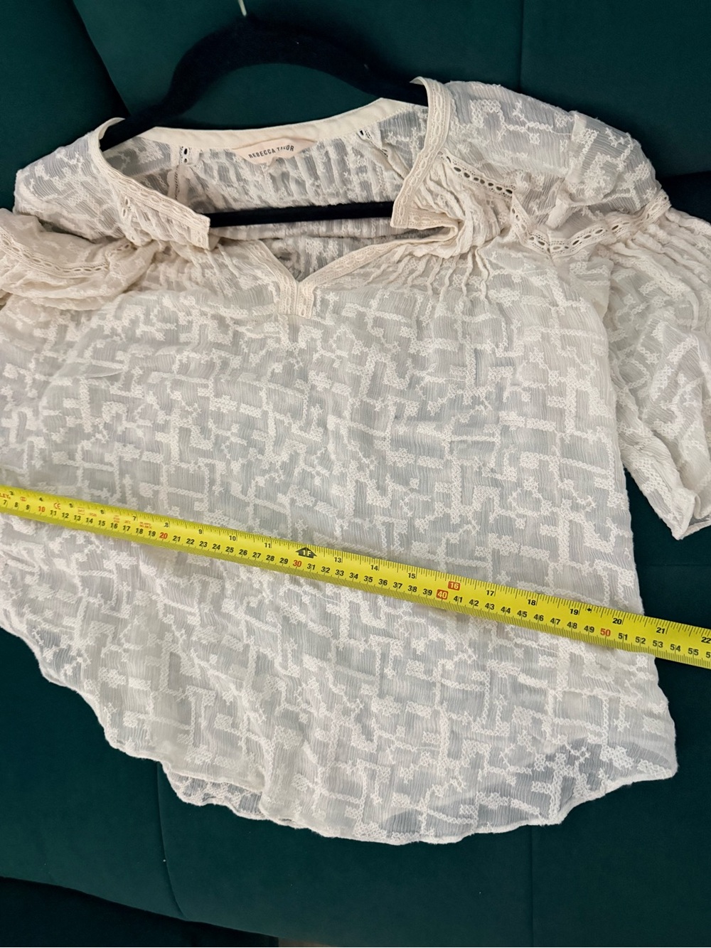 REBECCA TAYLOR White 100% Silk Embroidered Lace Blouse Top V-Neck Shabby Chic - Picture 9 of 9